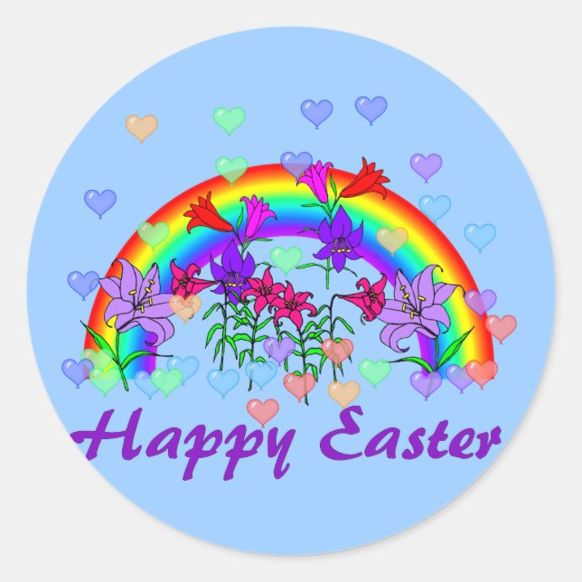 Easter Rainbow Classic Round Sticker (Front)