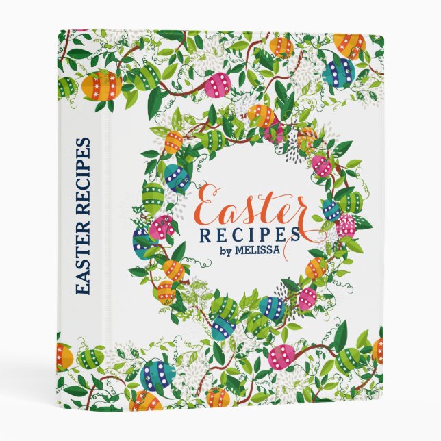 Easter Recipes Colorful Eggs Wreath Design Mini Binder (Front/Spine)