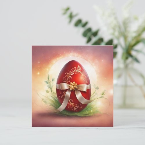 Easter red egg holiday card