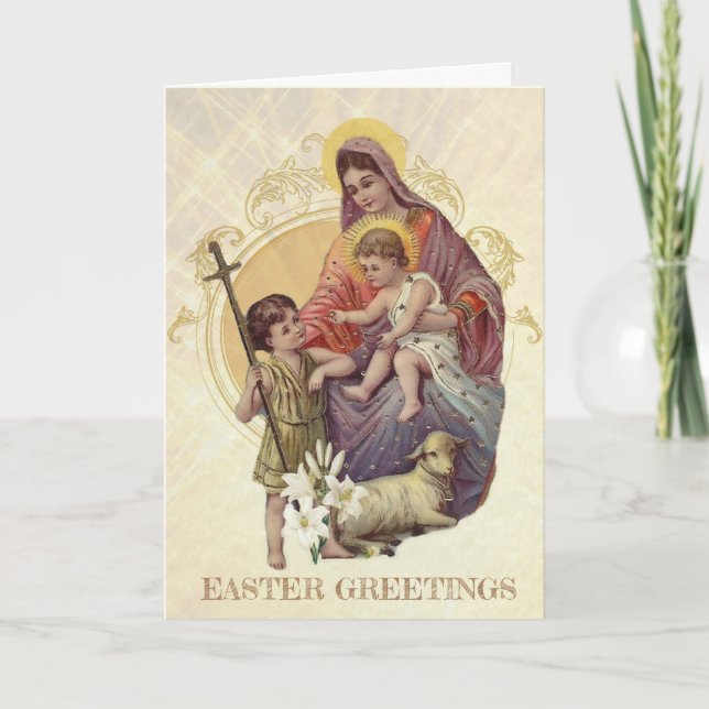 Easter Religious Virgin Mary Jesus John Baptist Holiday Card (Front)