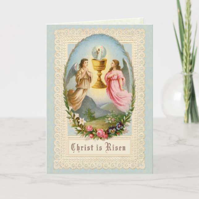 Easter Resurrection Angels Jesus Catholic Holiday Card (Front)