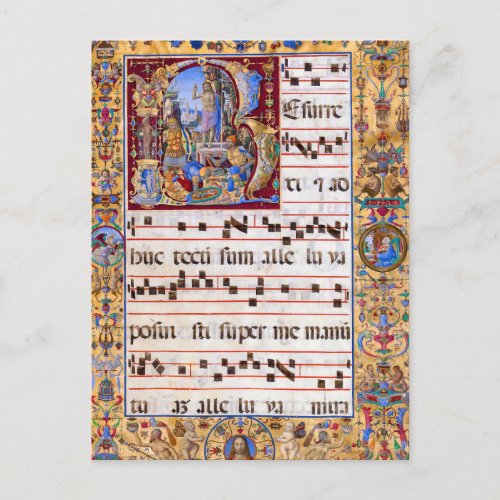 Easter Resurrection Gregorian Medieval Antiphon Postcard