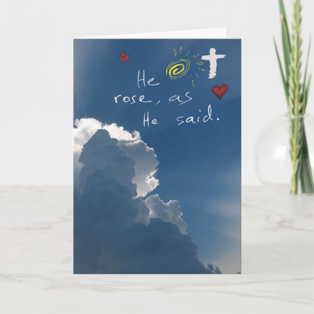 Easter Resurrection He Is Risen Jesus Rose Holiday Card (Front)