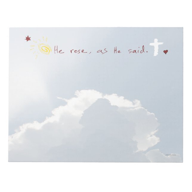 Easter Resurrection He Is Risen Jesus Rose Notepad (Front)