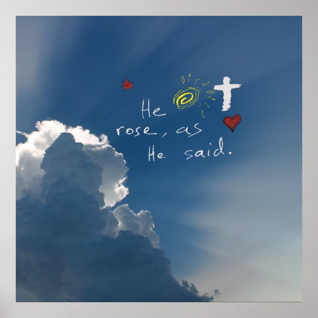 Easter Resurrection He Is Risen Jesus Rose Poster (Front)
