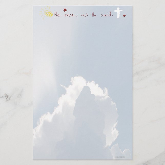 Easter Resurrection He Is Risen Jesus Rose Stationery (Front)