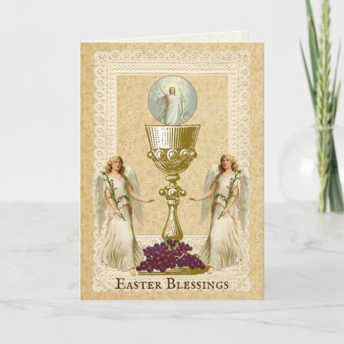 Easter Resurrection Jesus Angel Eucharist Catholic Holiday Card