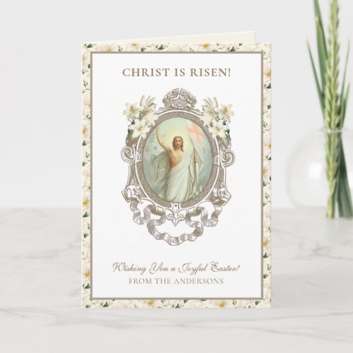 Easter Resurrection Jesus Christian Lilies Holiday Card