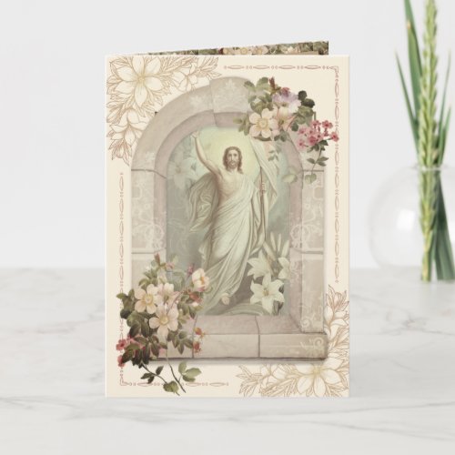 Easter Resurrection Jesus Prayer Vintage Holiday Card