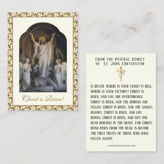 Easter Resurrection of Christ Paschal Prayer Business Card (Front/Back)
