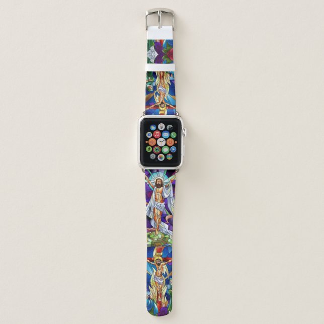 Easter Resurrection of Christ Stained Glass Image Apple Watch Band (Front)