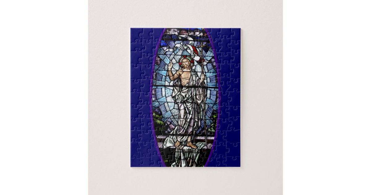 Easter: Resurrection of Christ stained glass Jigsaw Puzzle | Zazzle
