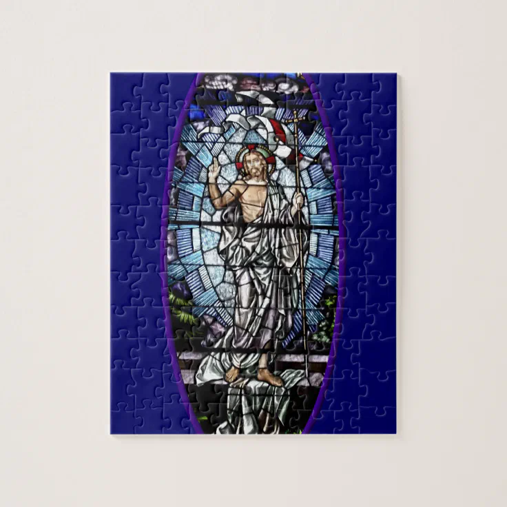 Easter: Resurrection of Christ stained glass Jigsaw Puzzle | Zazzle