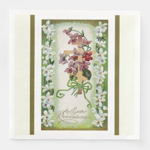 Easter Resurrection Pascha Byzantine Cross Flower Paper Dinner Napkins