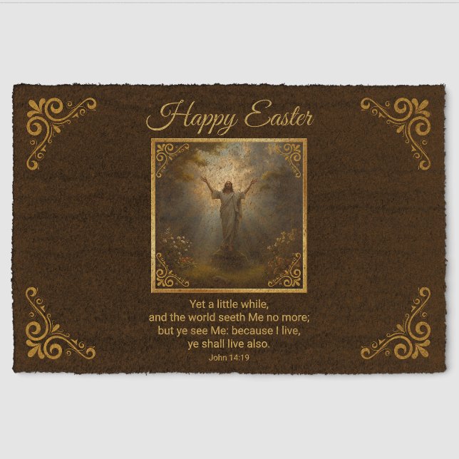 Easter Resurrection Religious Fiber Doormat (Front)
