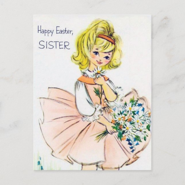 Easter retro vintage Sister postcard (Front)