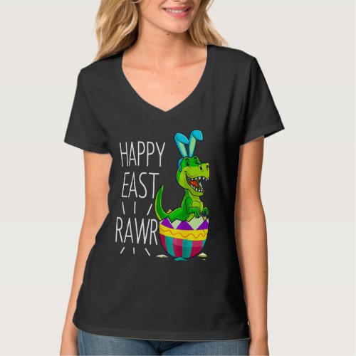 Easter Rex Dinosaur Bunny Egg Costume Kids Happy E T_Shirt