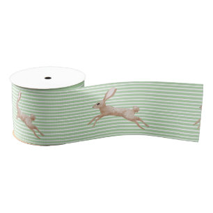 Easter Ribbon with Leaping Bunny Design