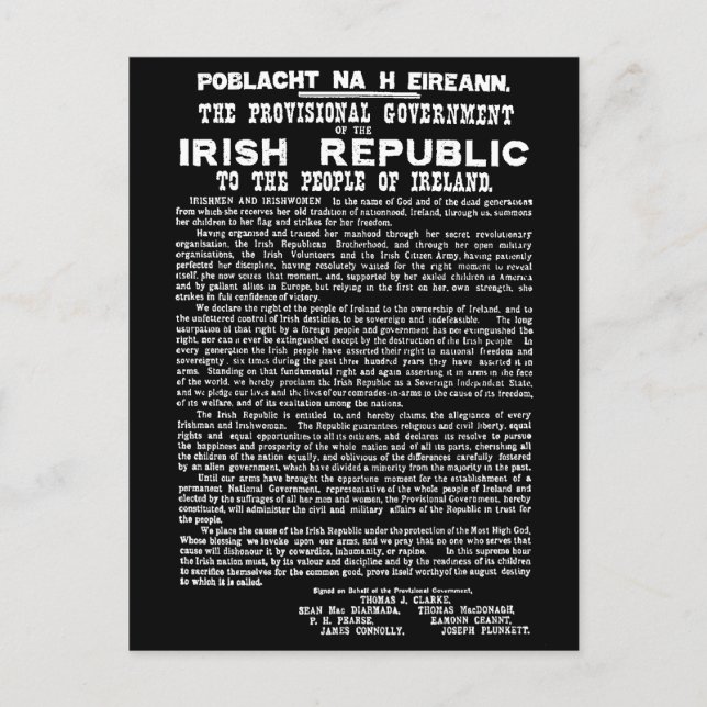 Easter Rising Proclamation of the Irish Republic Holiday Postcard (Front)