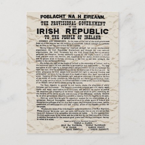 Easter Rising Proclamation of the Irish Republic Postcard