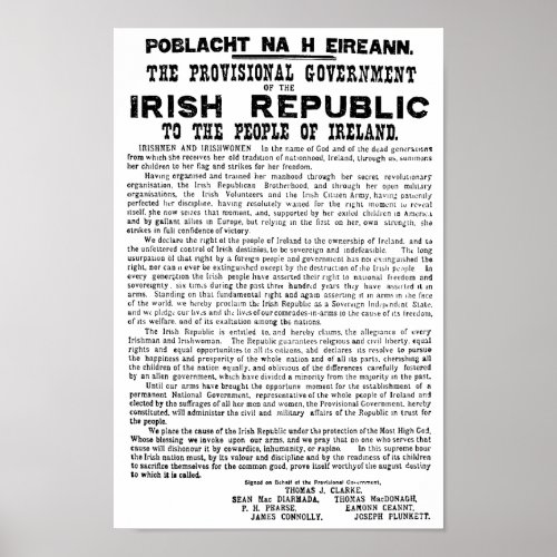 Easter Rising Proclamation of the Irish Republic Poster
