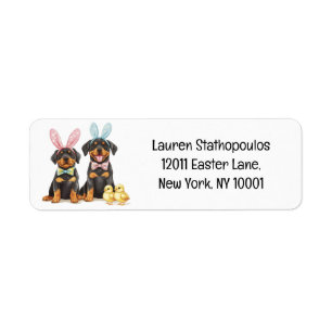 Easter Rottweiler Dogs Bunny Ears Label