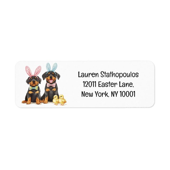 Easter Rottweiler Dogs Bunny Ears Label (Front)