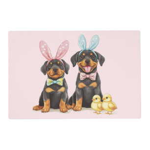 Easter Rottweiler Dogs Bunny Ears Placemat