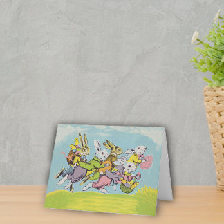 Easter Running Rabbits Pastels Holiday Card