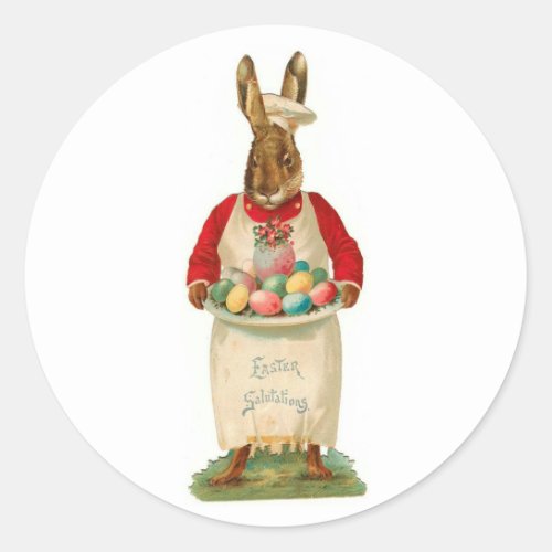 Easter Salutations Vintage Classic Round Sticker