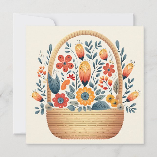 Easter Scandinavian folk basket eggs art (Front)