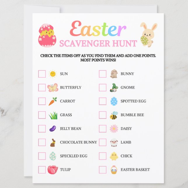 Easter Scavenger Hunt Game (Front)