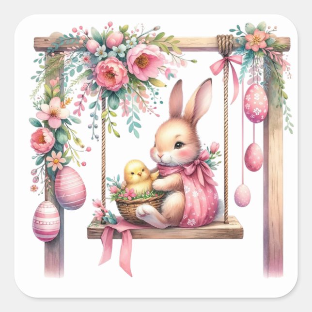 Easter Scene Square Sticker (Front)