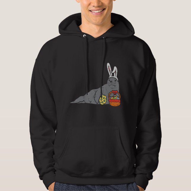 Easter Seal Bunny Eggs Basket Cute Sea Lion Men Wo Hoodie (Front)