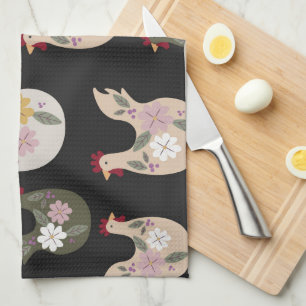 Easter seamless pattern with chicken. kitchen towel