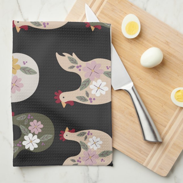 Easter seamless pattern with chicken.  kitchen towel (Quarter Fold)