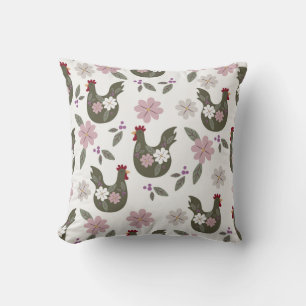 Easter seamless pattern with chicken. throw pillow