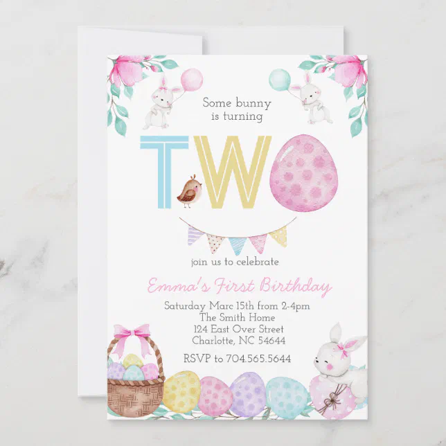 Easter Second Birthday, Some bunny is TWo! Invitation | Zazzle