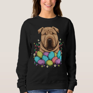 Easter Shar Pei Bunny Eggs Dog on Easter Shar Pei Sweatshirt