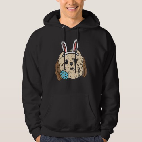 Easter Shih Tzu Bunny Face Egg Cute Dog Men Women  Hoodie