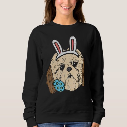 Easter Shih Tzu Bunny Face Egg Cute Dog Men Women  Sweatshirt