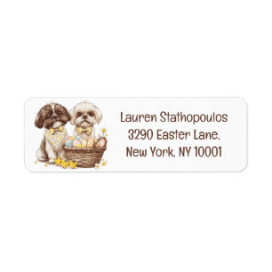 Easter Shih Tzu Dogs Label