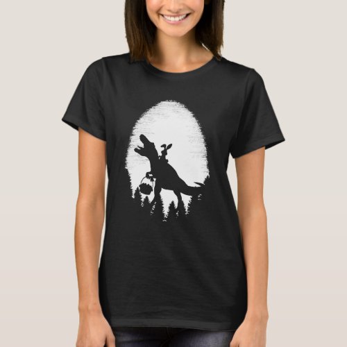 Easter Silhouettes Easter Bunny Riding Dinosaur Ea T_Shirt