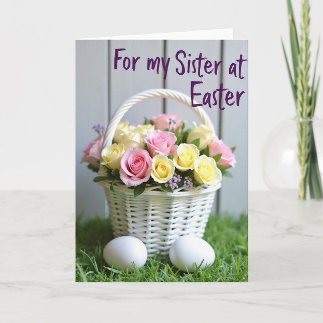 Easter Sister Flower Basket Card (Front)