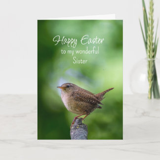 Easter Sister Wren Bird Wishes Holiday Card