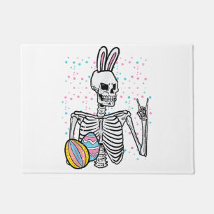 Easter Skeleton Bunny Rock Hand Rocker Boys Kids M Doormat