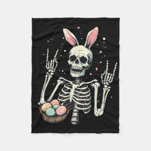Easter Skeleton Bunny Rock Hand Rocker Boys Kids M Fleece Blanket
