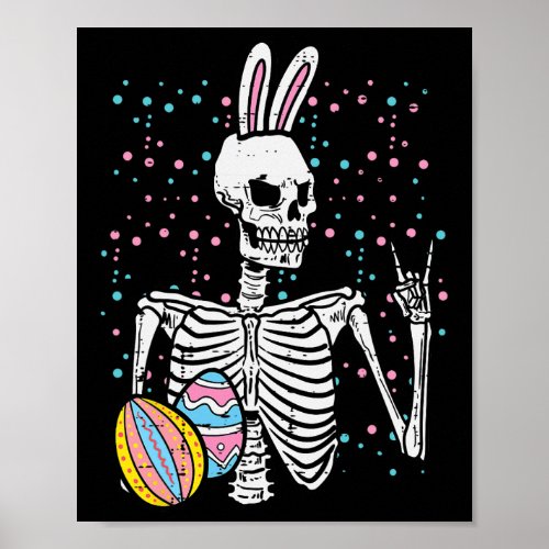Easter Skeleton Bunny Rock Hand Rocker Boys Kids M Poster