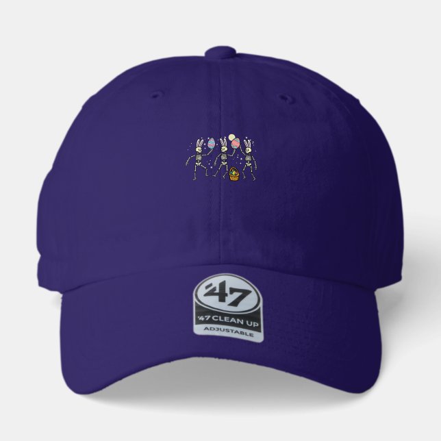 Easter Skeletons Dancing Eggs Funny Bones Men Wome 47 Brand Hat (Front)