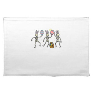 Easter Skeletons Dancing Eggs Funny Bones Men Wome Cloth Placemat